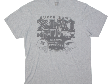 REEBOK Super Bowl Giants Vs Patriots Mens T-Shirt Grey USA XL Fashion