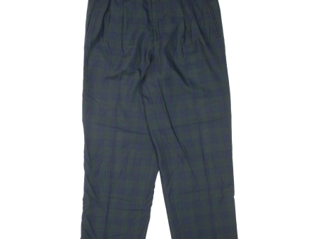 WESTBURY C&A Pleated Plaid Mens Trousers Green Relaxed Tapered Wool W32 L27 Supply