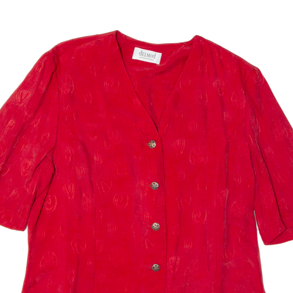 DELMOD Womens Blouse Shirt Red 90s L For Discount