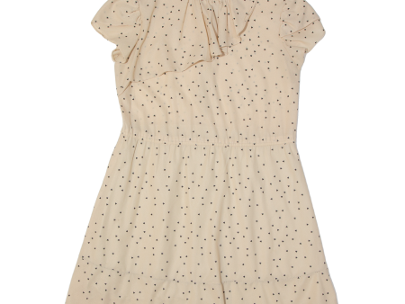 All Over Heart Print Womens Day Dress Cream Short Sleeve Knee Length M For Sale