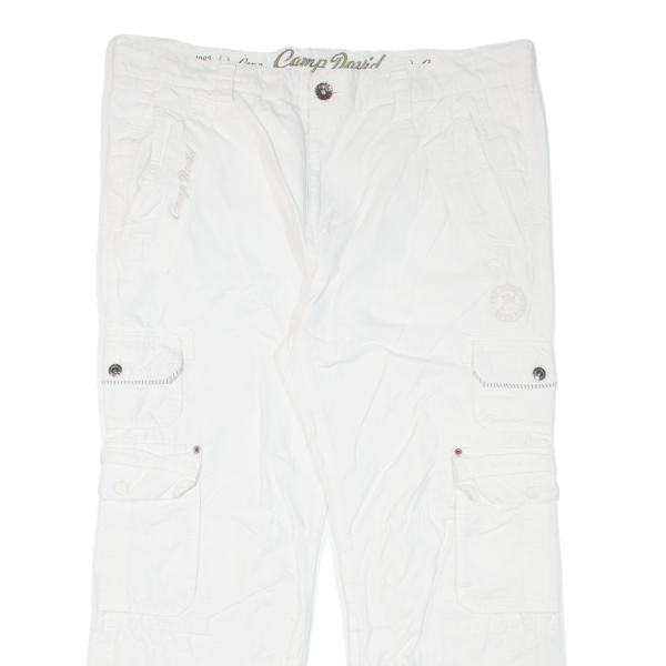 CAMP DAVID Cargo Mens Trousers White Regular Straight W40 L28 Supply