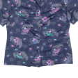 Womens Printed Shirt Blue Collared 90s Floral M Fashion