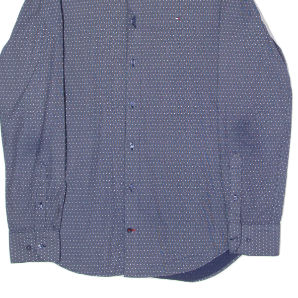 TOMMY HILFIGER Tailored Slim Fit Mens Flannel Shirt Blue Spotted Long Sleeve M Online Hot Sale