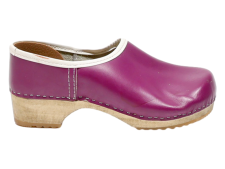 Clog Shoes Purple Leather Womens UK 4 Fashion