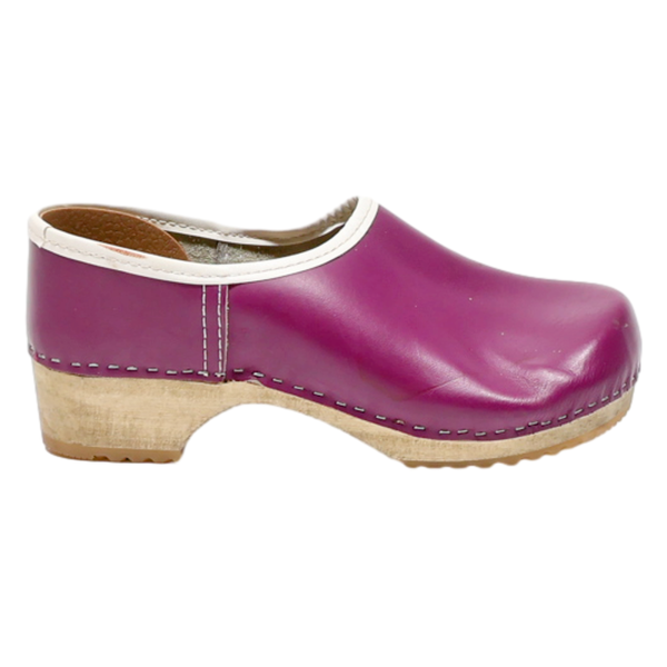 Clog Shoes Purple Leather Womens UK 4 Fashion