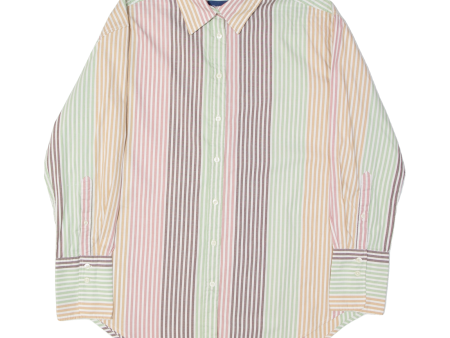 GANT Oversized Womens Shirt Cream 90s Striped Long Sleeve UK 6 Supply