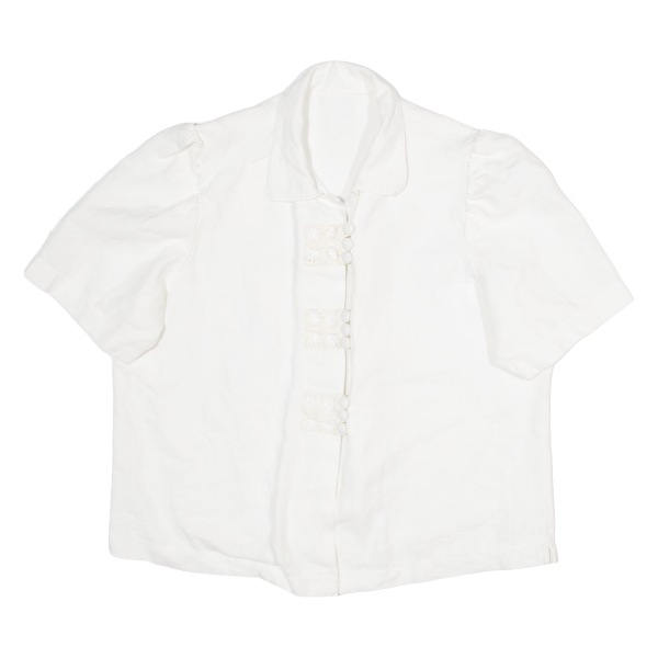 Womens Blouse Shirt White Collared 90s M Online Hot Sale