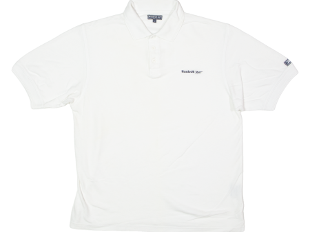 REEBOK Mens Polo Shirt White L on Sale