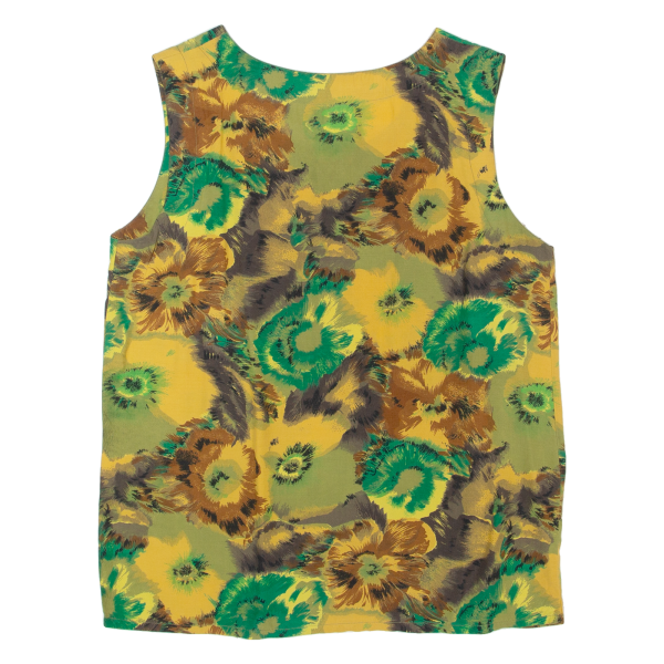 CR-4709 Womens Printed Vest Green Sleeveless Floral L Discount