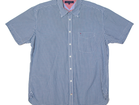 TOMMY HILFIGER Mens Shirt Blue 90s Check XL For Sale