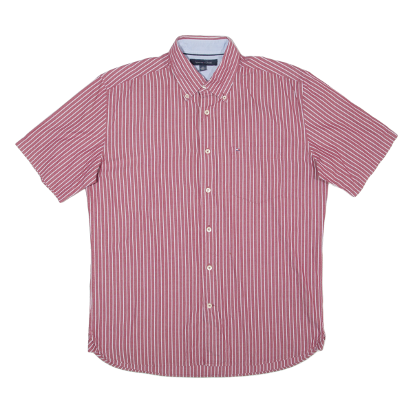 TOMMY HILFIGER Mens Shirt Red Striped M Online Hot Sale