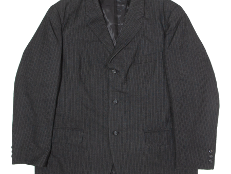 TURY Mens Blazer Jacket Black Pinstripe L Cheap