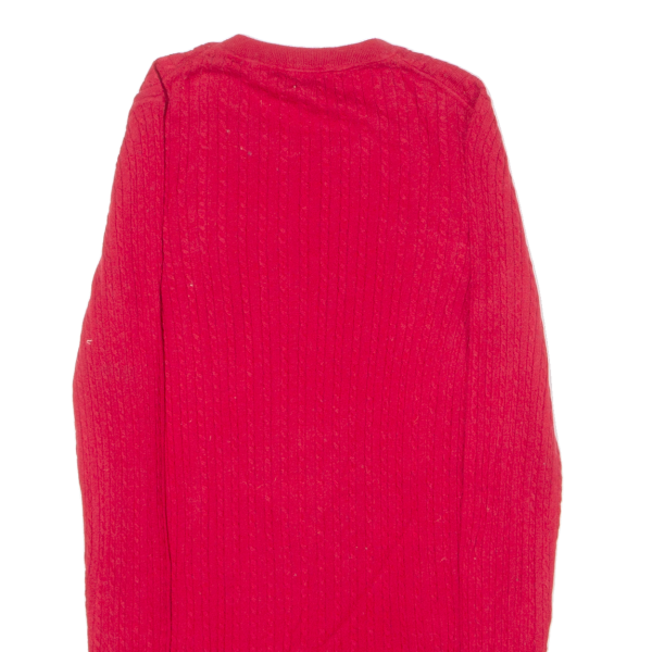 TOMMY HILFIGER Womens Jumper Red Crew Neck Cable Knit S Cheap