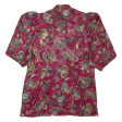 CHALOU Womens Printed Shirt Red High Neck 3 4 Sleeve 90s Floral M For Cheap