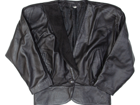 Womens Blazer Jacket Black Leather 90s XS Cheap