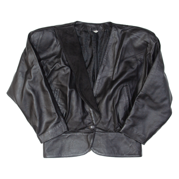 Womens Blazer Jacket Black Leather 90s XS Cheap