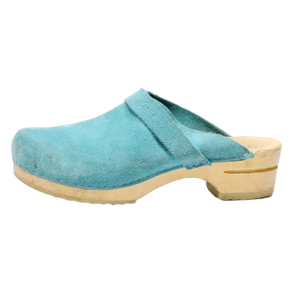 SANTINA Clog Shoes Blue Leather Womens UK 6 Hot on Sale