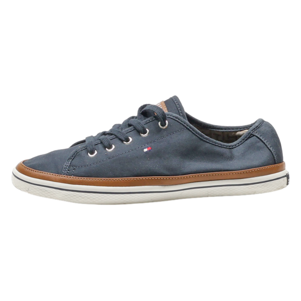 TOMMY HILFIGER Low Top Trainers Blue Canvas Womens UK 6 Online now