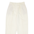 TUZZI Pleated Womens Trousers Cream Regular Mom 90s Wool W28 L28 For Cheap