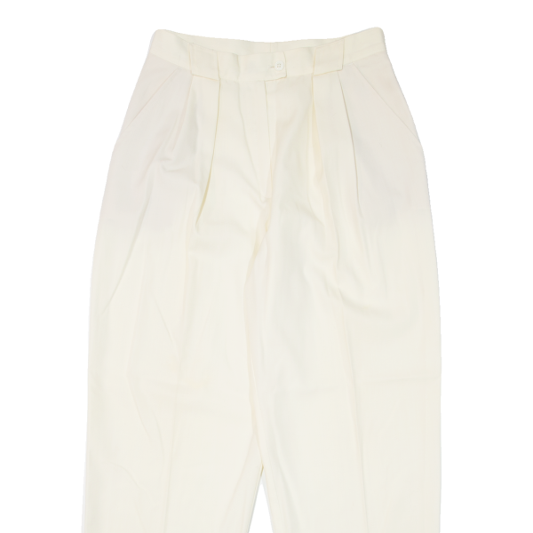 TUZZI Pleated Womens Trousers Cream Regular Mom 90s Wool W28 L28 For Cheap