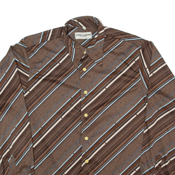 TOM TAILOR Boys Shirt Brown Striped Long Sleeve L Sale