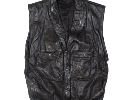 Womens Biker Gilet Black Leather M Online now