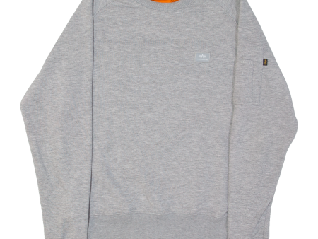 ALPHA INDUSTRIES Mens Sweatshirt Grey USA S Hot on Sale