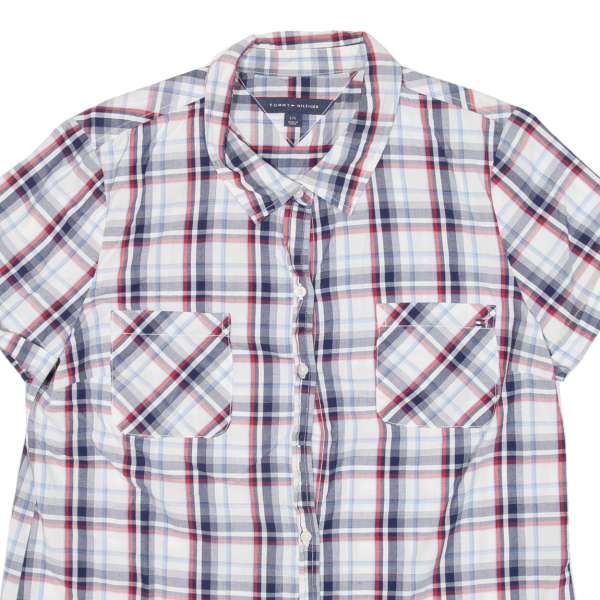 TOMMY HILFIGER Womens Shirt Blue Check L on Sale