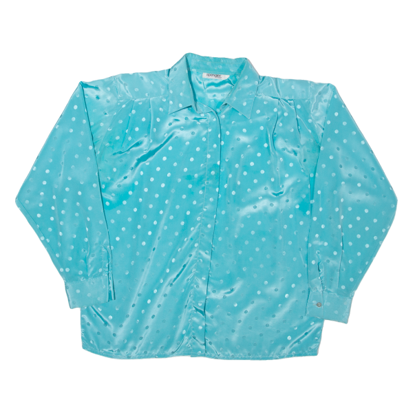 SPENGLER MODE Womens Printed Shirt Blue Collared 90s Polka Dot L Sale