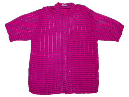 MICHEL Womens Printed Shirt Pink Collared 90s Viscose Striped XL Discount