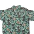 REX Mens Shirt Green 90s Crazy Pattern M For Sale