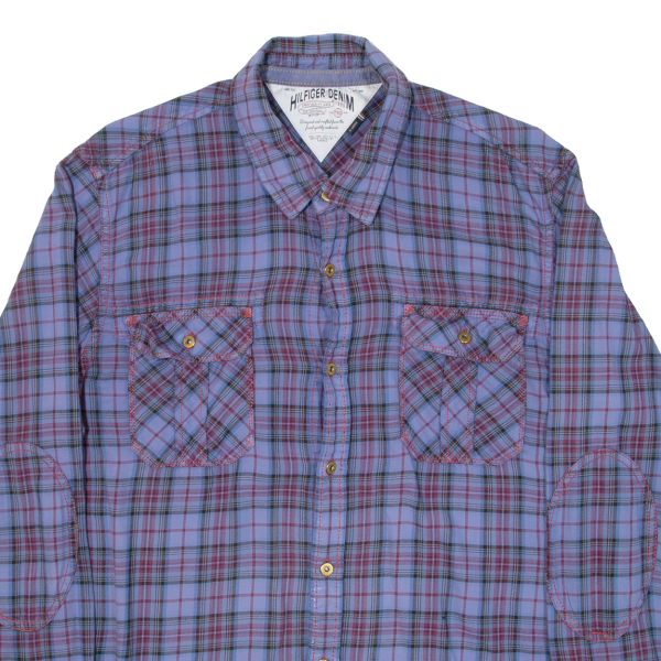 TOMMY HILFIGER Mens Shirt Purple Check Long Sleeve XL on Sale