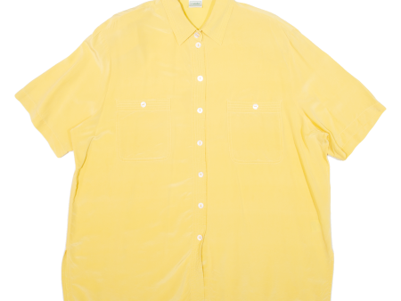 CANDA Womens Plain Shirt Yellow Silk UK 22 Discount