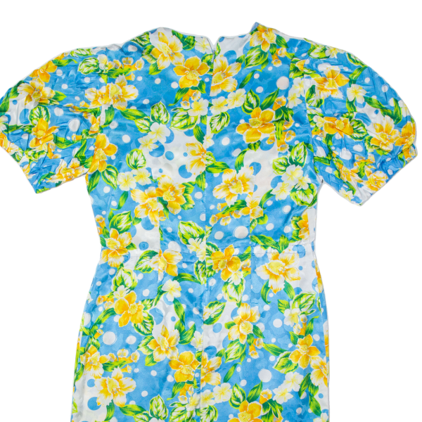 Womens Day Dress Blue Floral Short Sleeve Midi L For Discount