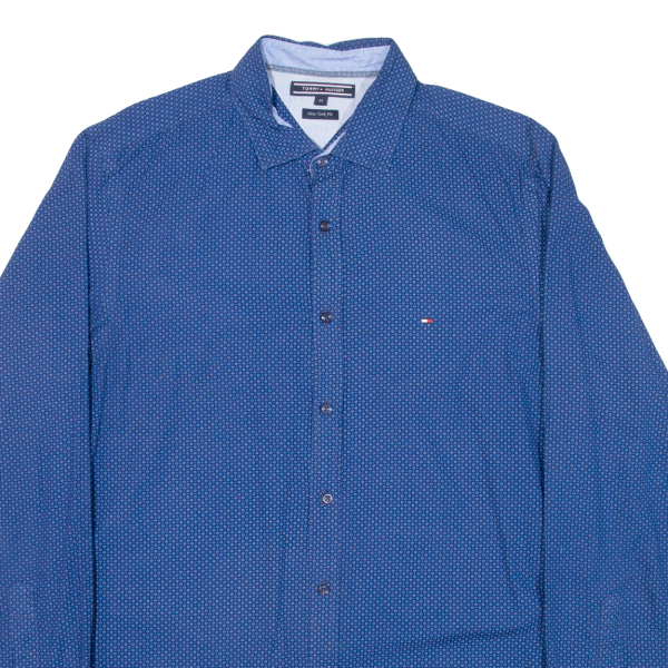 TOMMY HILFIGER New York Fit Mens Shirt Blue Long Sleeve M For Sale