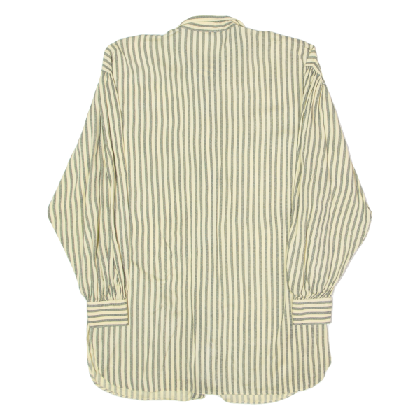 SCHILD Womens Worker Shirt Yellow Viscose 90s Striped Long Sleeve UK 12 on Sale