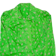 Womens Printed Shirt Green Collared Long Sleeve 90s Crazy Pattern S For Discount