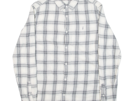 ALL SAINTS Mens Flannel Shirt Grey Check Long Sleeve S Online now