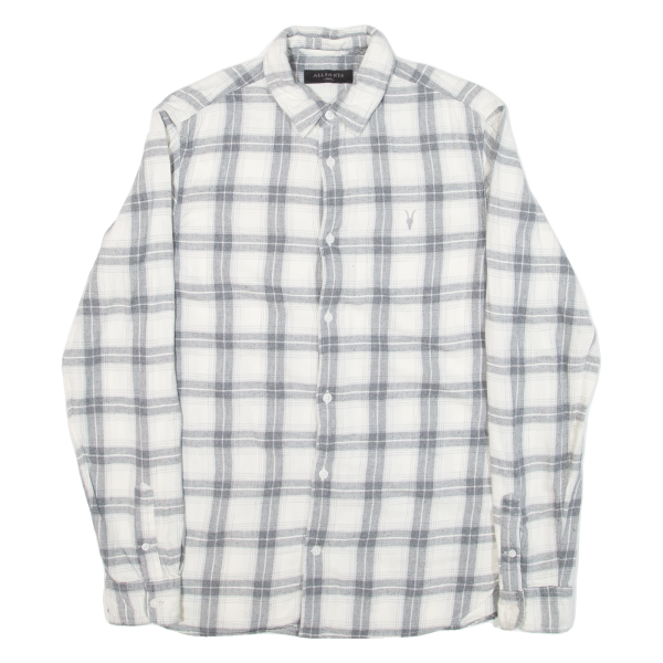 ALL SAINTS Mens Flannel Shirt Grey Check Long Sleeve S Online now