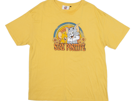 TOM AND JERRY Stay Positive Mens T-Shirt Yellow M Cheap