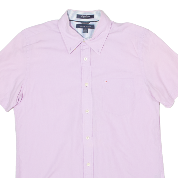 TOMMY HILFIGER City Poplin Slim Fit Mens Plain Shirt Pink M Fashion