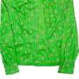 Womens Printed Shirt Green Collared Long Sleeve 90s Crazy Pattern S For Discount