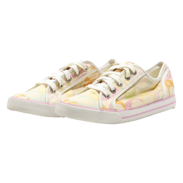 COACH Low Top Trainers Cream Canvas Womens UK 8 Online