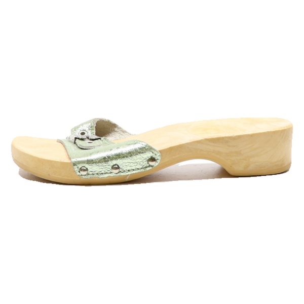 Slider Sandals Green Leather Womens UK 4 Online now