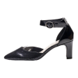 ANNA KLEIN Court Heels Black Leather Womens UK 6 Hot on Sale