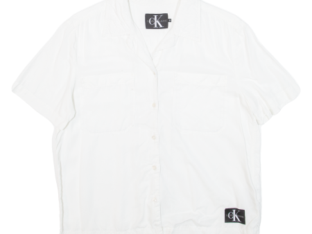 CALVIN KLEIN JEANS Womens Plain Shirt White S on Sale