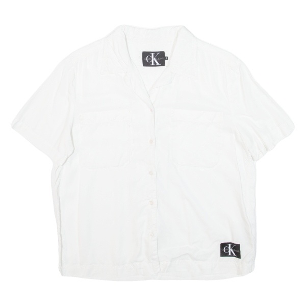 CALVIN KLEIN JEANS Womens Plain Shirt White S on Sale