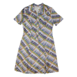 TRU Womens A-Line Dress Blue 90s Plaid Short Sleeve Midi M Fashion