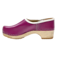 Clog Shoes Purple Leather Womens UK 4 Fashion