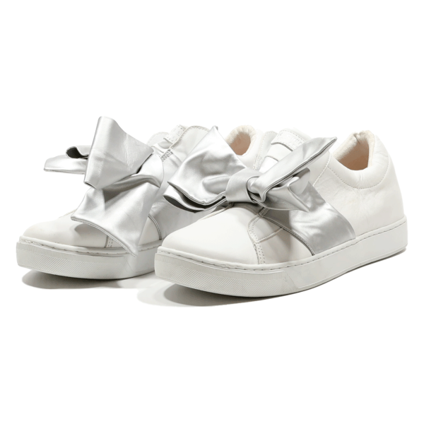 SKECHER STREET Bow Sneaker Trainers White Leather Womens UK 7 Online Sale